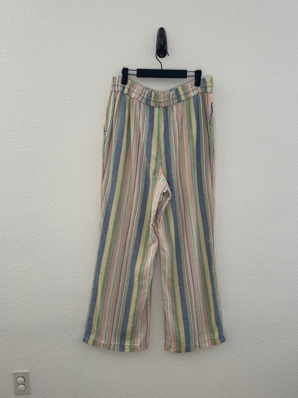 Naturals D&Co. Multi Color Striped Wide Leg Linen Blend Beach Pants Medium - Picture 4 of 8